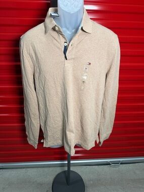 Tommy Hilfiger Men's Long-Sleeve Polo - Tan
